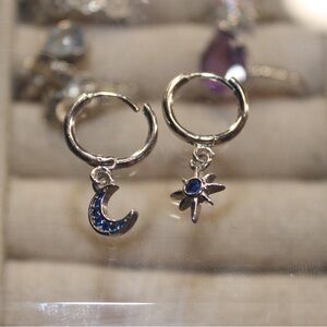 Sterling silver moon and star earrings